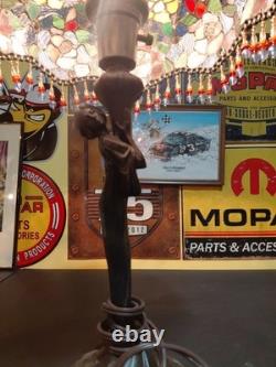 Tiffany Style Stained Glass Table Lamp with Beaded Shade 22 Floral