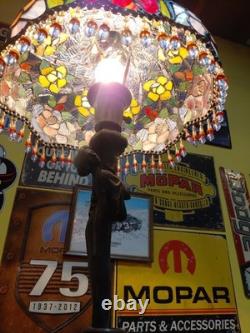 Tiffany Style Stained Glass Table Lamp with Beaded Shade 22 Floral