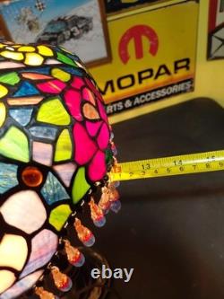 Tiffany Style Stained Glass Table Lamp with Beaded Shade 22 Floral
