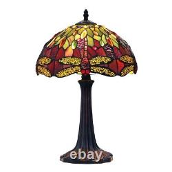 Tiffany Style Stained Glass Table Lamp with Dragonfly Design Shade