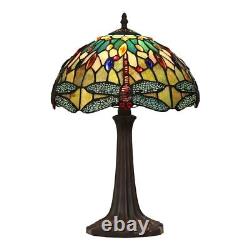 Tiffany Style Stained Glass Table Lamp with Dragonfly Design Shade