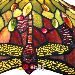 Tiffany Style Stained Glass Table Lamp with Dragonfly Design Shade