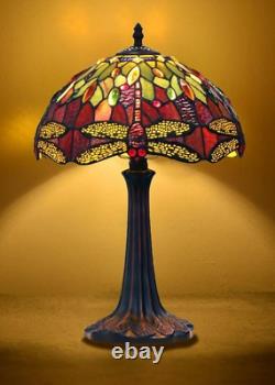 Tiffany Style Stained Glass Table Lamp with Dragonfly Design Shade