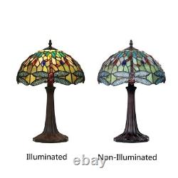 Tiffany Style Stained Glass Table Lamp with Dragonfly Design Shade