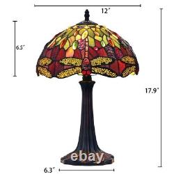 Tiffany Style Stained Glass Table Lamp with Dragonfly Design Shade