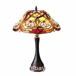 Tiffany Style Stained Glass Table Lamp with Victorian Design 16 Wide Shade