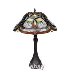 Tiffany Style Stained Glass Table Lamp with Victorian Design 16 Wide Shade