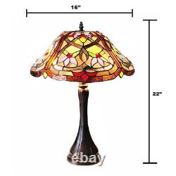 Tiffany Style Stained Glass Table Lamp with Victorian Design 16 Wide Shade