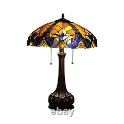 Tiffany Style Stained Glass Table Lamp with Victorian Design Shade