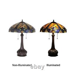 Tiffany Style Stained Glass Table Lamp with Victorian Design Shade