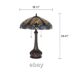 Tiffany Style Stained Glass Table Lamp with Victorian Design Shade