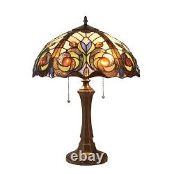 Tiffany Style Stained Glass Table Lamp with a Victorian Design Shade