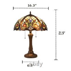 Tiffany Style Stained Glass Table Lamp with a Victorian Design Shade