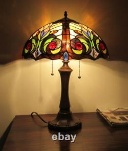 Tiffany Style Stained Glass Table Lamp with a Victorian Design Shade