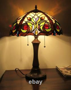 Tiffany Style Stained Glass Table Lamp with a Victorian Design Shade