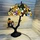 Tiffany-style Stained Glass Table Lamp Withbirds On Tree Branch Base, Double-lit