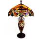 Tiffany Style Stained Glass Victorian Design 2 Light Table Lamp With Lit Base