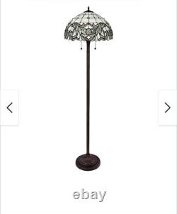 Tiffany Style Stained Glass White Ornate Floor Lamp 58 New