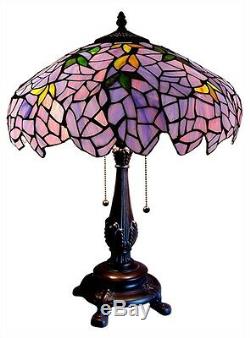 Tiffany Style Stained Glass Wisteria Grape Design Table Lamp 16 Shade 24 Tall