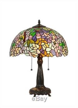 Tiffany Style Stained Glass Wisteria Multi-Color Table Desk Lamp 22 Tall
