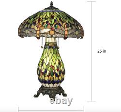 Tiffany Style Stained Glass Yellow Dragon Table Lamp WithIlluminated Base New