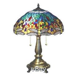 Tiffany Style Stained Glass Yellow Dragonfly Accent Reading Table Lamp