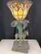 Tiffany Style Stained Glass Zebra Palm Tree Books Hollywood Regency Table Lamp