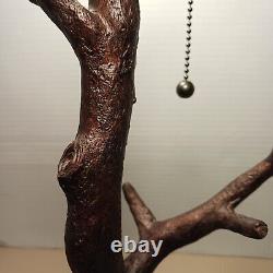Tiffany Style-Stained Glass lamp with Tree trunk Base Double pull chain switch