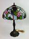 Tiffany Style Stained Slag Glass Table Lamp 25 Floral, Bird, Grapes