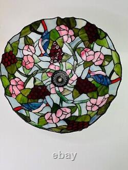 Tiffany Style Stained Slag Glass Table Lamp 25 Floral, Bird, Grapes