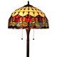 Tiffany Style Standing Floor Lamp 62 Tall Stained Glass Brown Red Green Flower