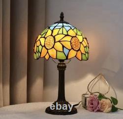 Tiffany Style Sunflower Stained Glass Table Lamp Vintage Bedside Light Decor
