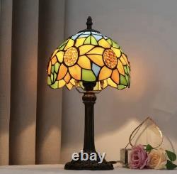 Tiffany Style Sunflower Stained Glass Table Lamp Vintage Bedside Light Decor