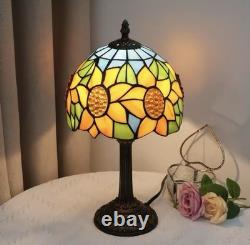 Tiffany Style Sunflower Stained Glass Table Lamp Vintage Bedside Light Decor