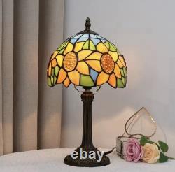 Tiffany Style Sunflower Stained Glass Table Lamp Vintage Bedside Light Decor