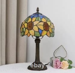 Tiffany Style Sunflower Stained Glass Table Lamp Vintage Bedside Light Decor