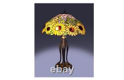 Tiffany Style Sunflower Table Lamp 25 in. Bronze Stained Glass Flower Shade Home