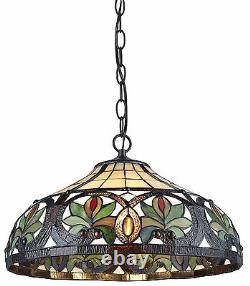 Tiffany Style Sunrise Hanging Lamp Stained Glass 16 Shade Handcrafted