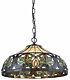 Tiffany Style Sunrise Hanging Lamp Stained Glass 16 Shade Handcrafted