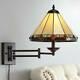 Tiffany Style Swing Arm Wall Lamp Bronze Plug-in Fixture Stained Glass Bedroom