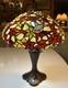 Tiffany Style Table Desk Lamp 21 Tall Stained Glass 16 Shade, Red, Birds