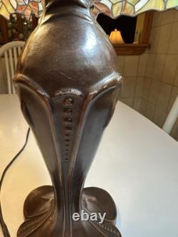 Tiffany Style Table Desk Lamp 21 Tall Stained Glass 16 Shade, Red, Birds