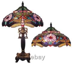 Tiffany Style Table Desk Lamp Dragonfly Stained Glass 12 Shade 27 T Stunning