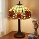 Tiffany Style Table Lamp, 12 Inch Floral Stained Glass Lamp Metal Base Flower