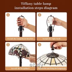 Tiffany Style Table Lamp, 12 Inch Floral Stained Glass Lamp Metal Base Flower