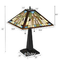 Tiffany-Style Table Lamp 16 Lampshade Stained Glass 2-Light Reading Lamp