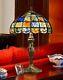 Tiffany Style Table Lamp 2 Bulb Stained Glass Vintage Bedside Reading Light