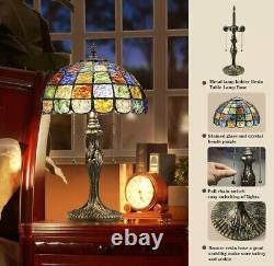 Tiffany Style Table Lamp 2 Bulb Stained Glass Vintage Bedside Reading Light