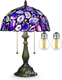 Tiffany Style Table Lamp, Agate Slice Stained Glass Lamp 12X12X19 Inches Tiffany