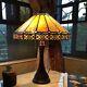 Tiffany Style Table Lamp Amber Stained Glass Bronze Bedside Mission Light